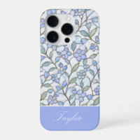 Stained Glass Style Blue Floral Personalised Name