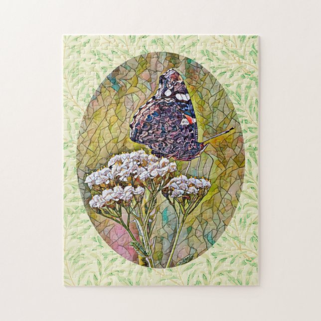 Stained Glass Style Butterfly Puzzle (Vertical)