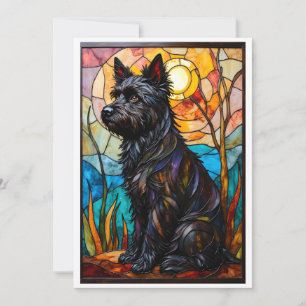 Stained Glass Style Cairn Terrier Dog Flat Card