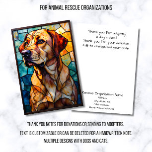 Stained Glass Style Dog Rescue Organization Thank You Card