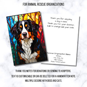 Stained Glass Style Dog Rescue Organization Thank You Card