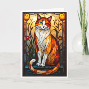 Stained Glass Style Handsome Orange Cat  Card