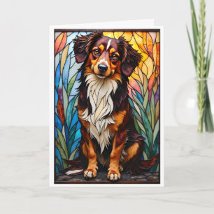 Stained Glass Style Mixed Breed Dog Card