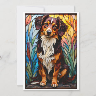 Stained Glass Style Mixed Breed Dog Flat Card