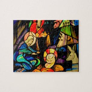 Stained Glass Style Nativity Jigsaw Puzzle