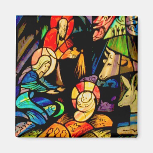 Stained Glass Style Nativity Magnet (Front)
