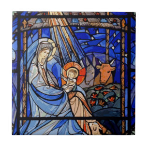 Stained Glass Style Nativity Tile