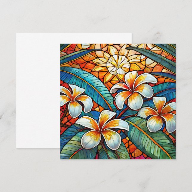 Stained glass style plumeria on orange (Front/Back)