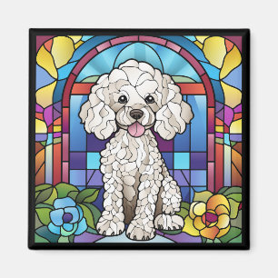 Stained Glass Style Poodle Magnet