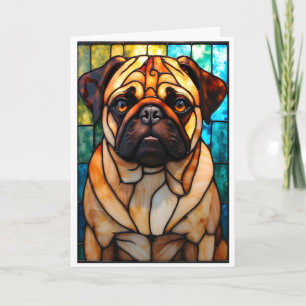 Stained Glass Style Pug Dog Card