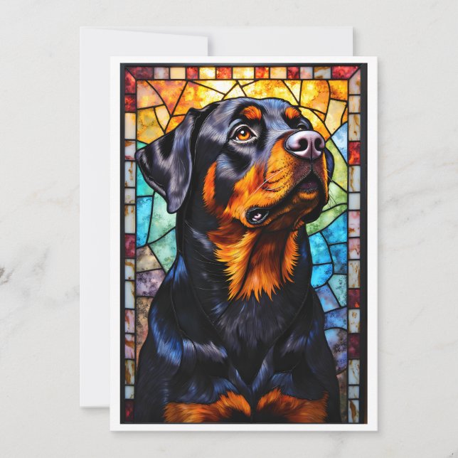 Stained Glass Style Rottweiler Dog Card (Front)
