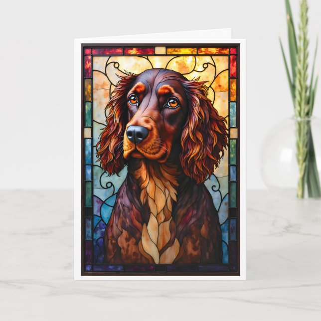 Stained Glass Style Setter Spaniel Dog Card (Front)