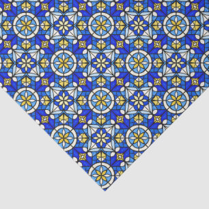 Stained Glass Style Shades of Blue and Yellow Tissue Paper