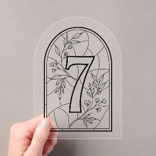 Stained Glass Style Table Number Seven