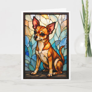 Stained Glass Style Tan Chihuahua Dog Card