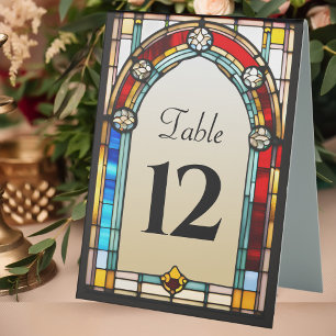 Stained Glass Style Unique Wedding Table Number