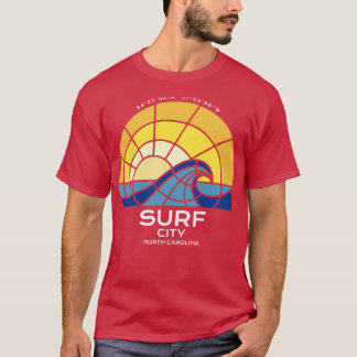 Stained Glass Summertime Surf City North olina T-Shirt