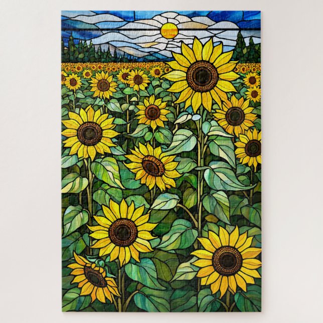 Stained Glass Sunflower Jigsaw Puzzle (Vertical)