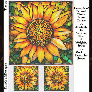 Stained Glass Sunflower Tile Panel EK8 Decoupage Tissue Paper