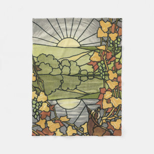 Stained Glass Sunrise Fleece Blanket