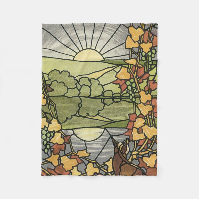 Stained Glass Sunrise Fleece Blanket (Front)