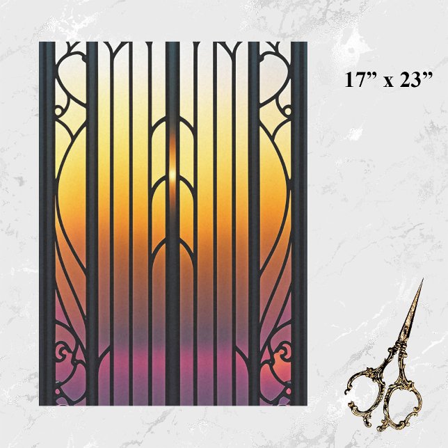 Stained Glass Sunset Illustration Large Tissue Paper (Creator Uploaded)