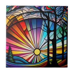 Stained Glass Sunset Tile