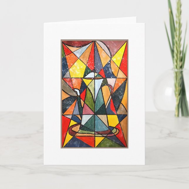 Stained Glass Tea Pot Acrylic Artwork Card (Front)