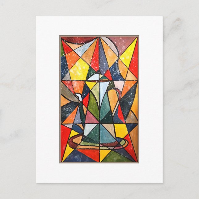 Stained Glass Tea Pot Acrylic Artwork Postcard (Front)