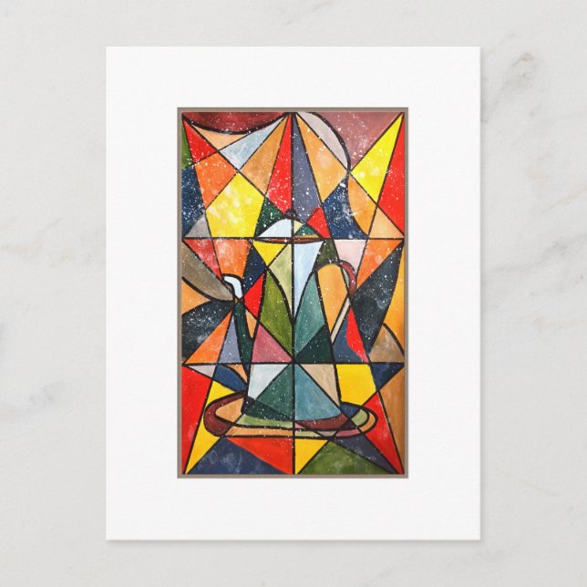 Stained Glass Tea Pot Acrylic Artwork Postcard (Front)