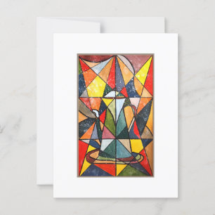 Stained Glass Tea Pot Acrylic Artwork Postcard