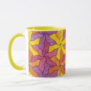 Stained Glass Tessellated Flowers Mug