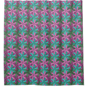 Stained Glass Tessellated Flowers Shower Curtain