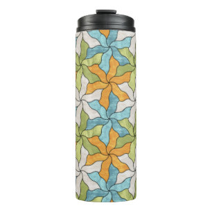 Stained Glass Tessellated Flowers Thermal Tumbler