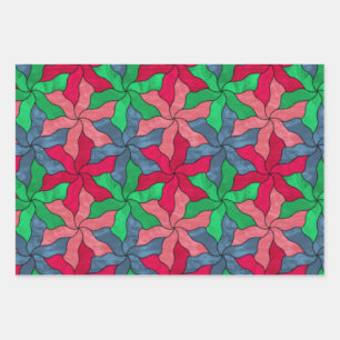 Stained Glass Tessellated Flowers Wrapping Paper Sheet