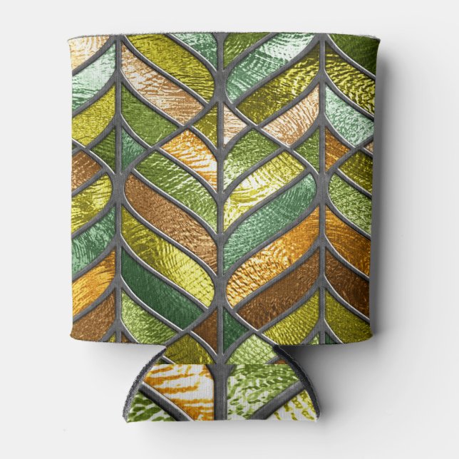Stained Glass Texture: Colourful 3D Elegance. Can Cooler (Front)