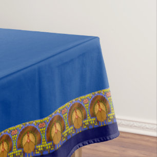 Stained Glass Thanksgiving Turkey 52" x 70" Tablecloth