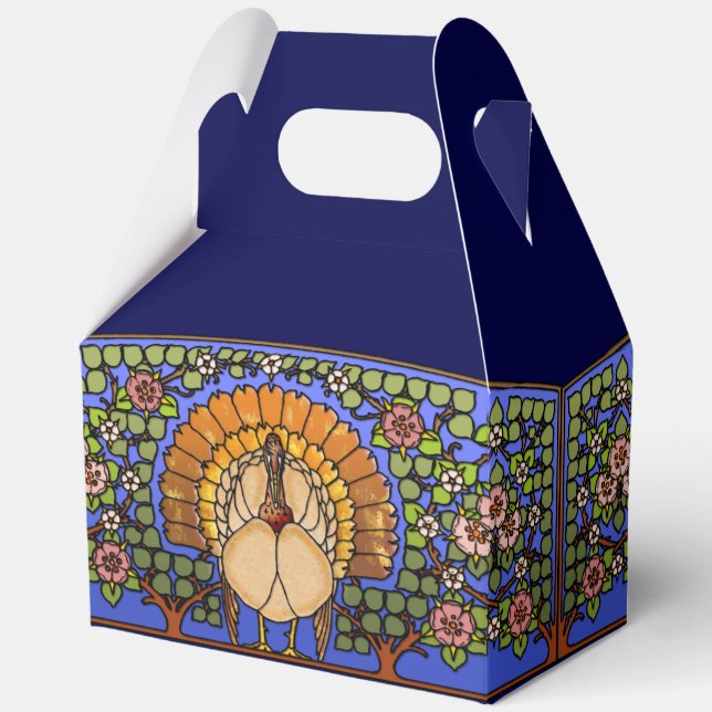 Stained Glass Thanksgiving Turkey Gable Favour Box (Front)