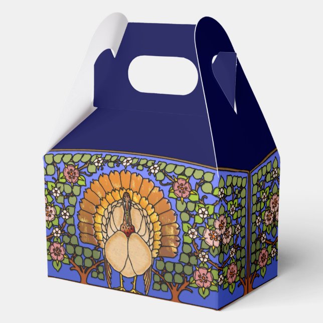 Stained Glass Thanksgiving Turkey Gable Favour Box (Front)