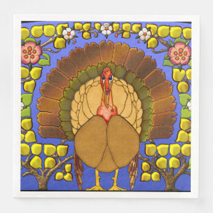 Stained Glass Thanksgiving Turkey Napkin