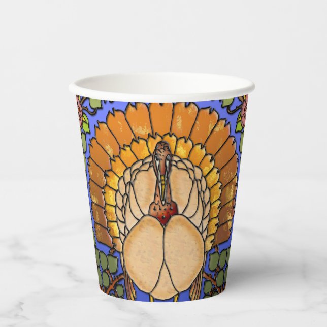 Stained Glass Thanksgiving Turkey Paper Cups (Front)