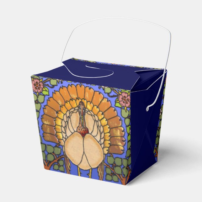 Stained Glass Thanksgiving Turkey Takeout  Favour Box (Front Side)