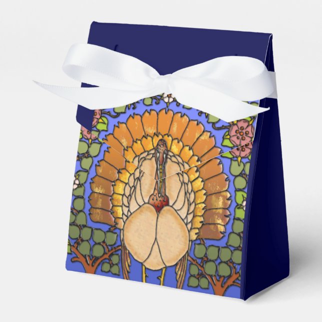 Stained Glass Thanksgiving Turkey Tent Favour Box (Front Side)