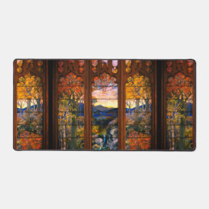Stained glass tiffany look Victorian elegant  Desk Mat