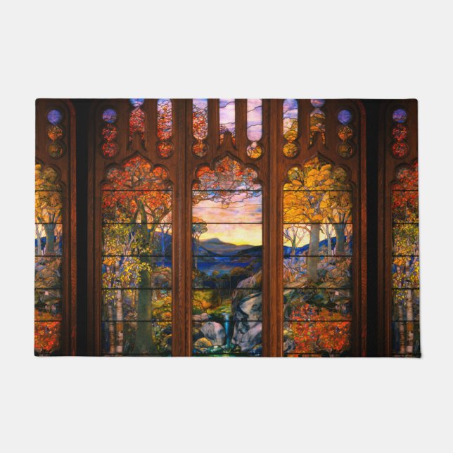 Stained glass tiffany look Victorian elegant  Doormat (Front)