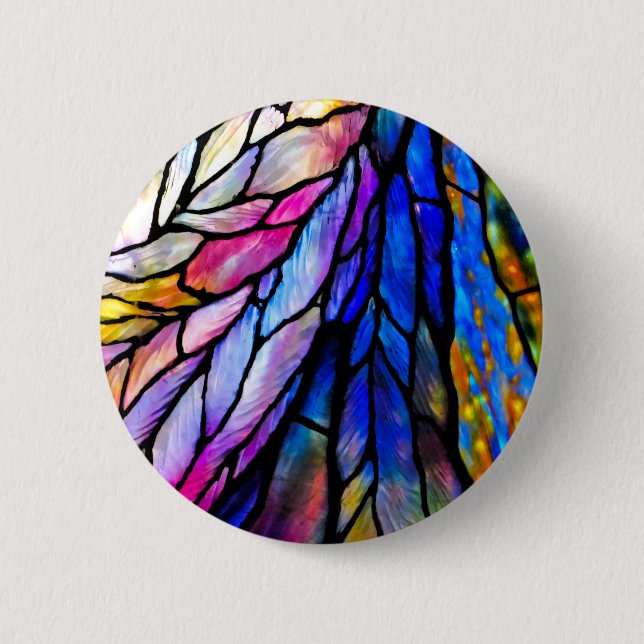 Stained Glass, Tiffany - Style,  6 Cm Round Badge (Front)
