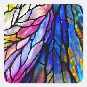 Stained Glass, Tiffany - Style,  Square Sticker