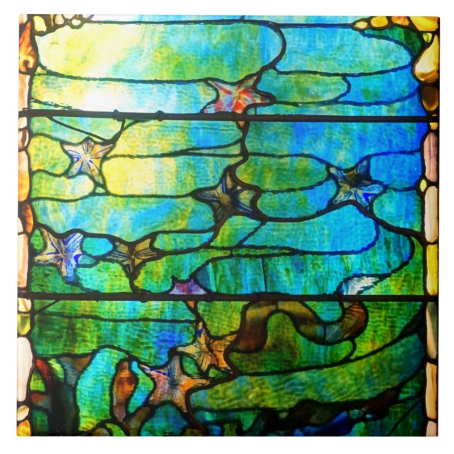 Stained glass tiffany window look starfish sea tile (Front)