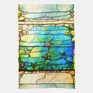 Stained glass tiffany window starfish sea tea towel
