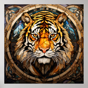 Stained Glass Tiger Poster